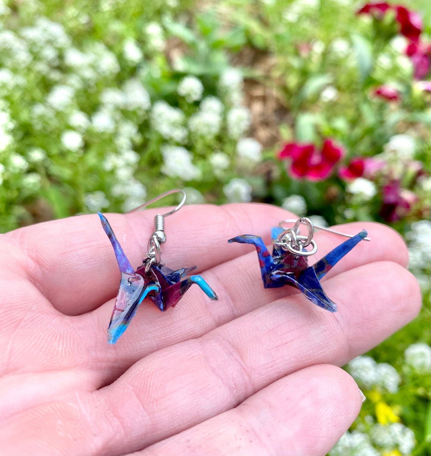 Hand Folded Paper Crane Earrings