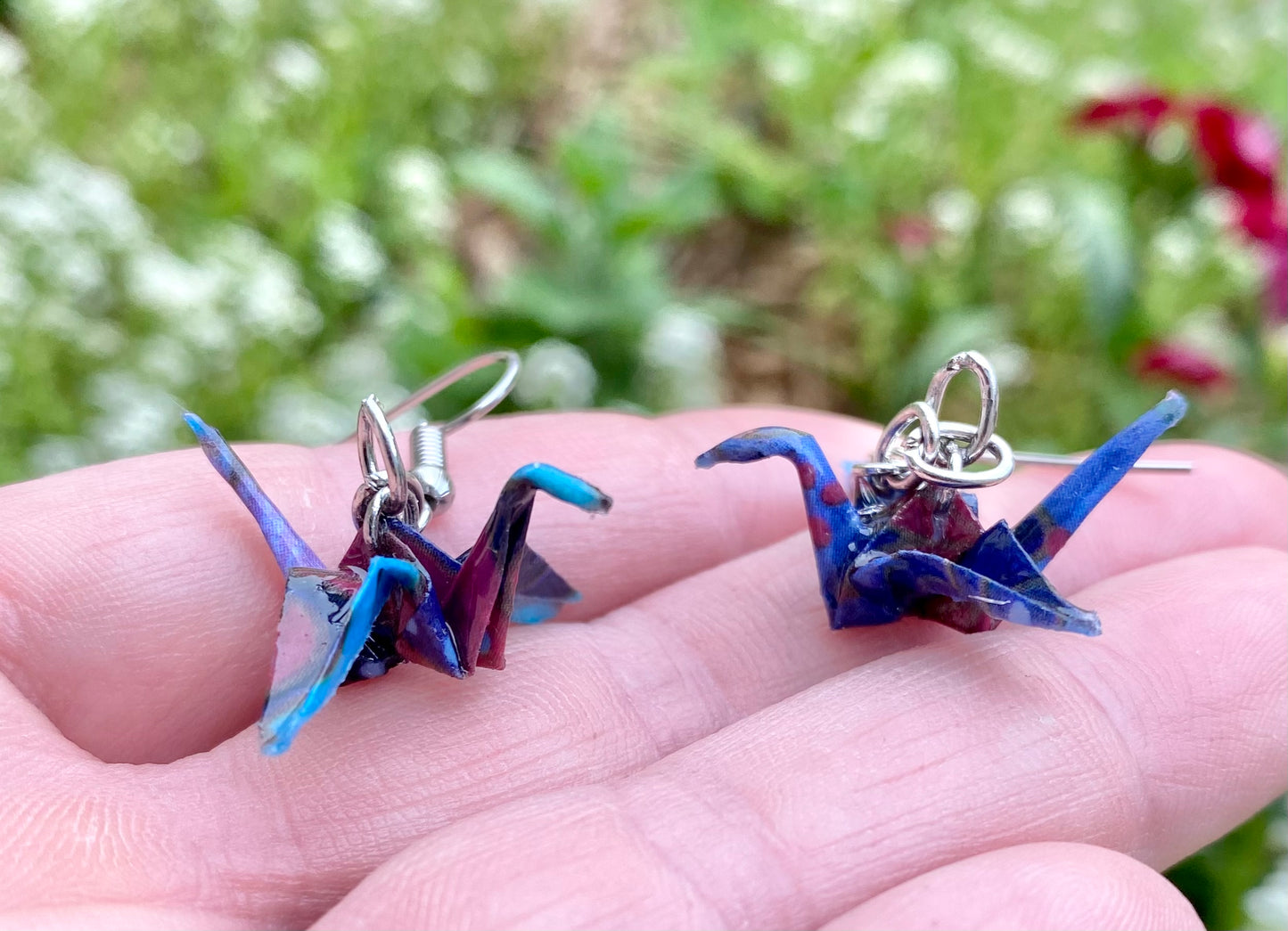 Hand Folded Paper Crane Earrings