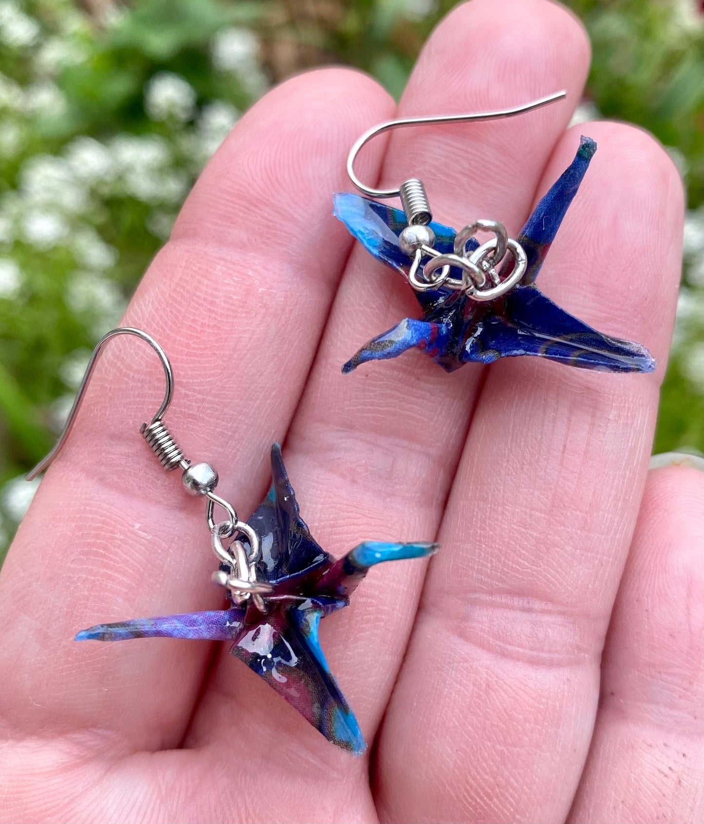 Hand Folded Paper Crane Earrings