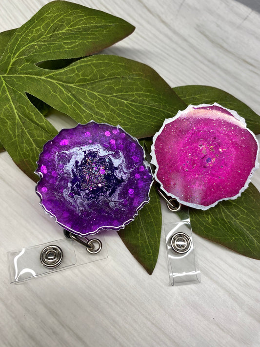 Geode Resin Badge Reel